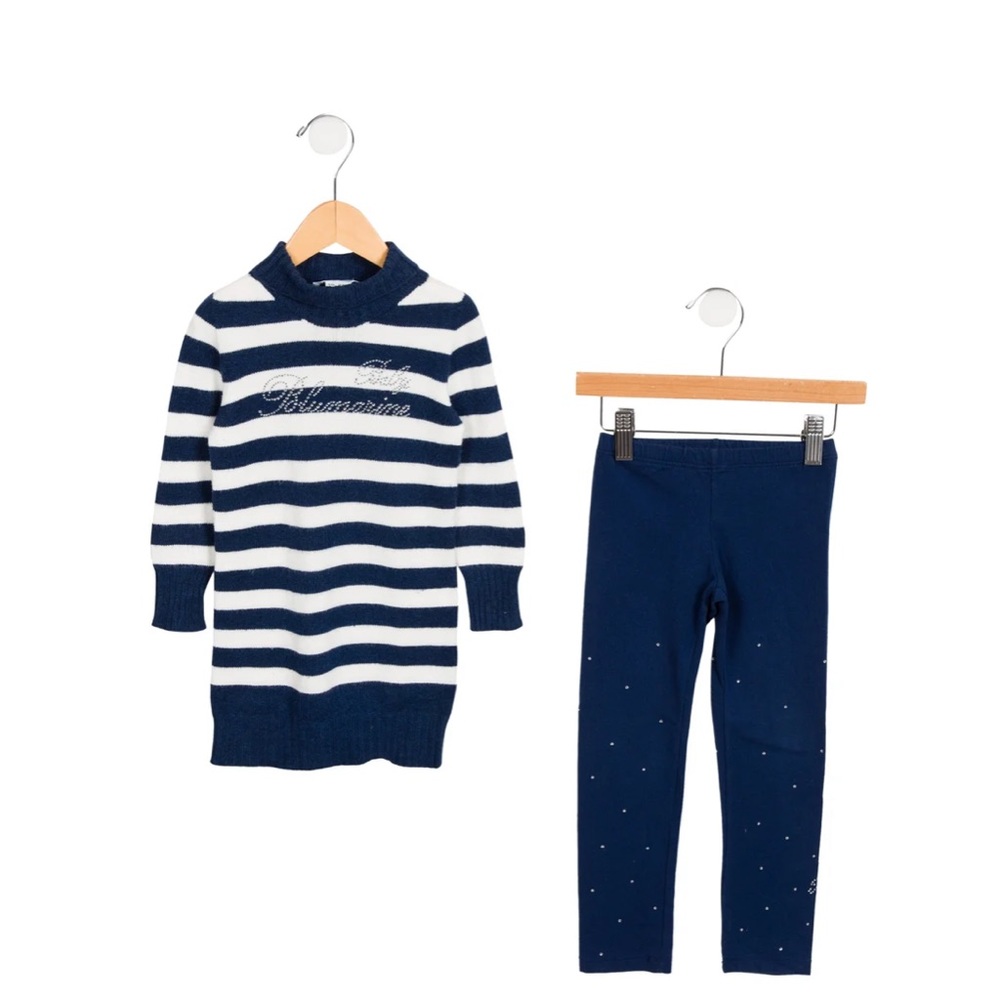 Girls' navy and white Blumarine dress set. 12m